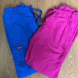Pink and blue scrub pants